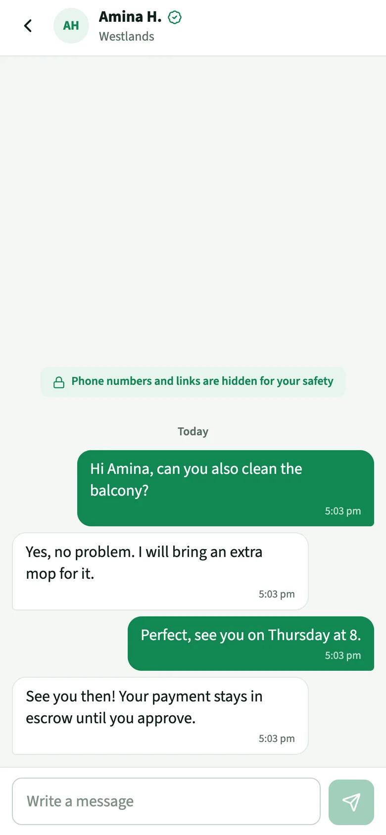 Chat between a client and a provider