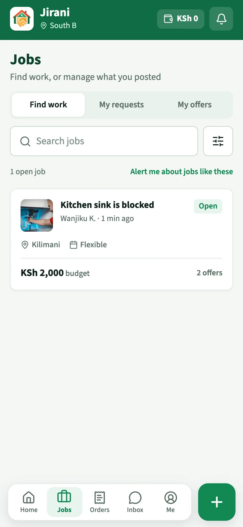 Requests near you that a provider can send offers on